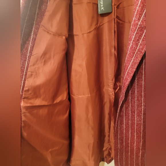 Allegra K Women Notched Lapel Open Front Textured Plaids Tunic Vest XL Red NWT! - Picture 11 of 13